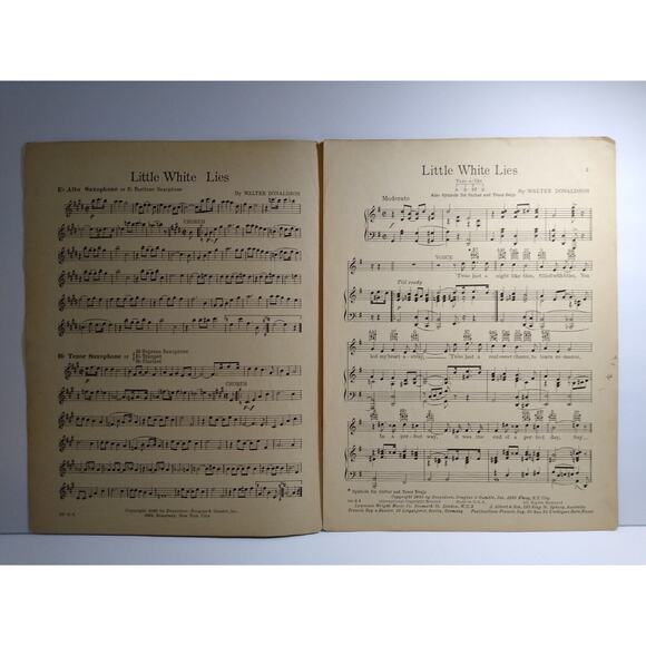 Walter Donaldson Little White Lies Sheet Music 1930 Rudy Vallee Manning Original - Picture 3 of 5